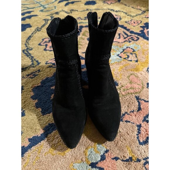 $850 Alexandre Birman Women's Black Benta Embroidered Ankle Bootie Boot sz 37.5 - Picture 10 of 14